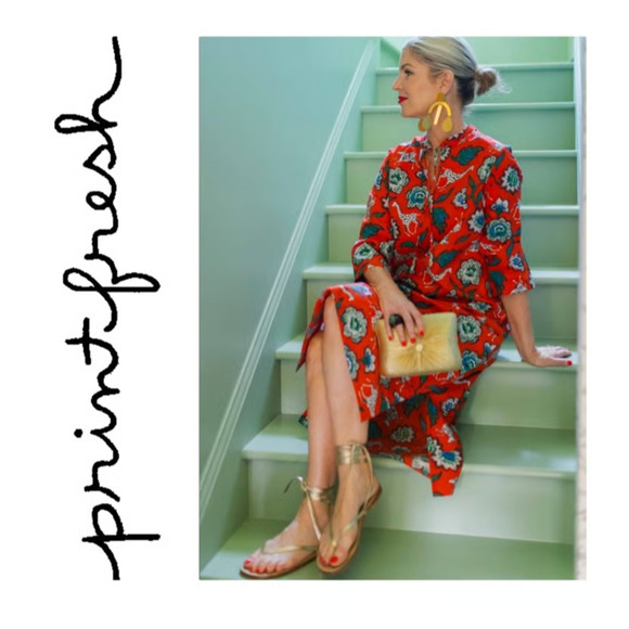 Print Fresh Pencil & Paper Co. Red Floral and Animal Print Dress NEW Size S - Picture 1 of 7